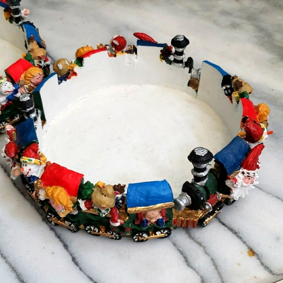 Christmas Train Pillar Candle Base Holiday Expressions 6 in Christmas Ceramic 2 - Picture 2 of 7